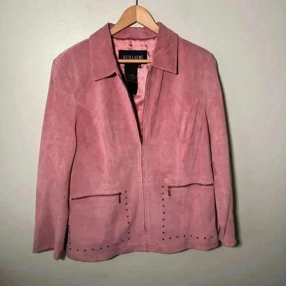 Pink suede cowgirl leather zip  up jacket 1X - Picture 4 of 7